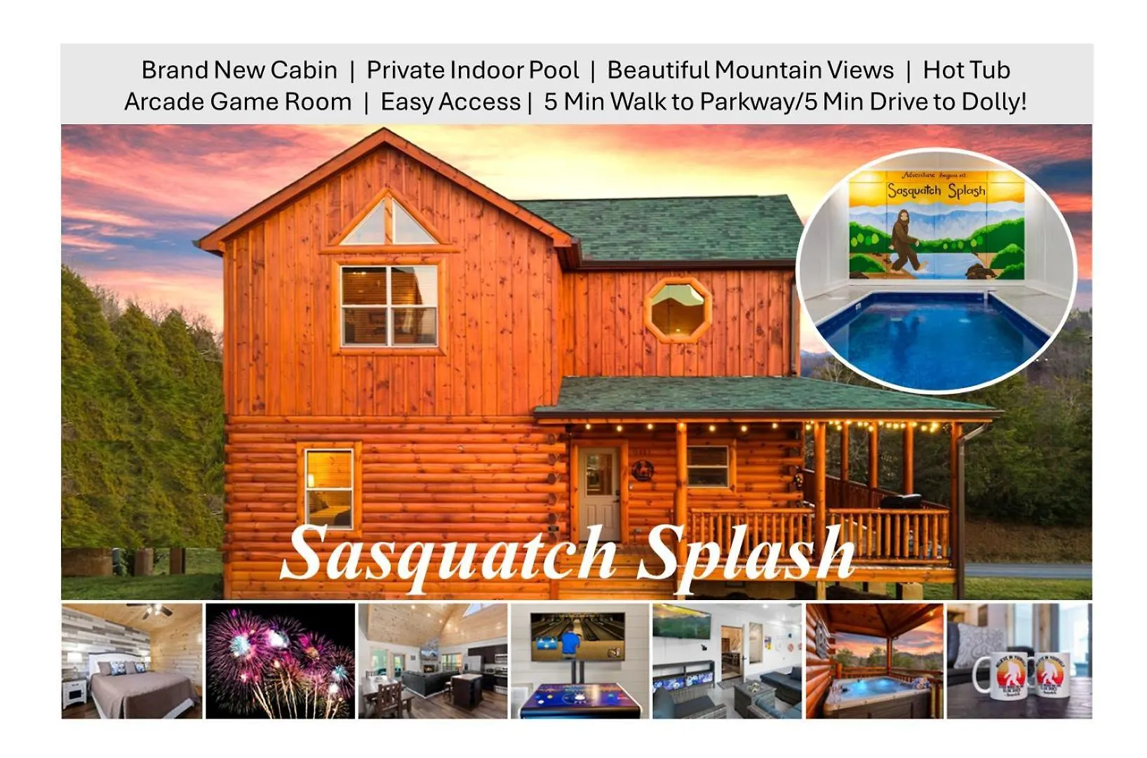 Tatil Evi Sasquatch Splash Premier Private Pool With Hot Tub, Mtn Views, Arcade Games, Excellent Location *